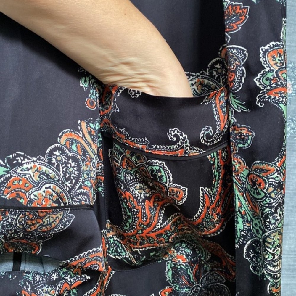 ❗️SOLD❗️ Wilfred Pilier Bleck Floral Satin Duster/Kimono Size XXS - Picture 5 of 8